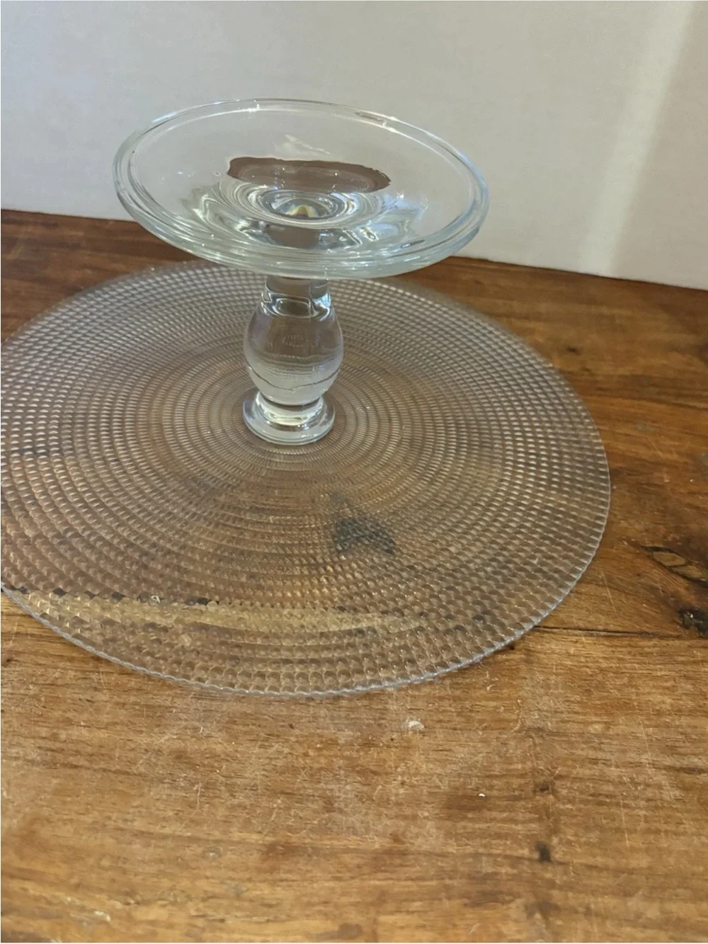 Home Essentials Clear Glass Textured Footed Cake Stand